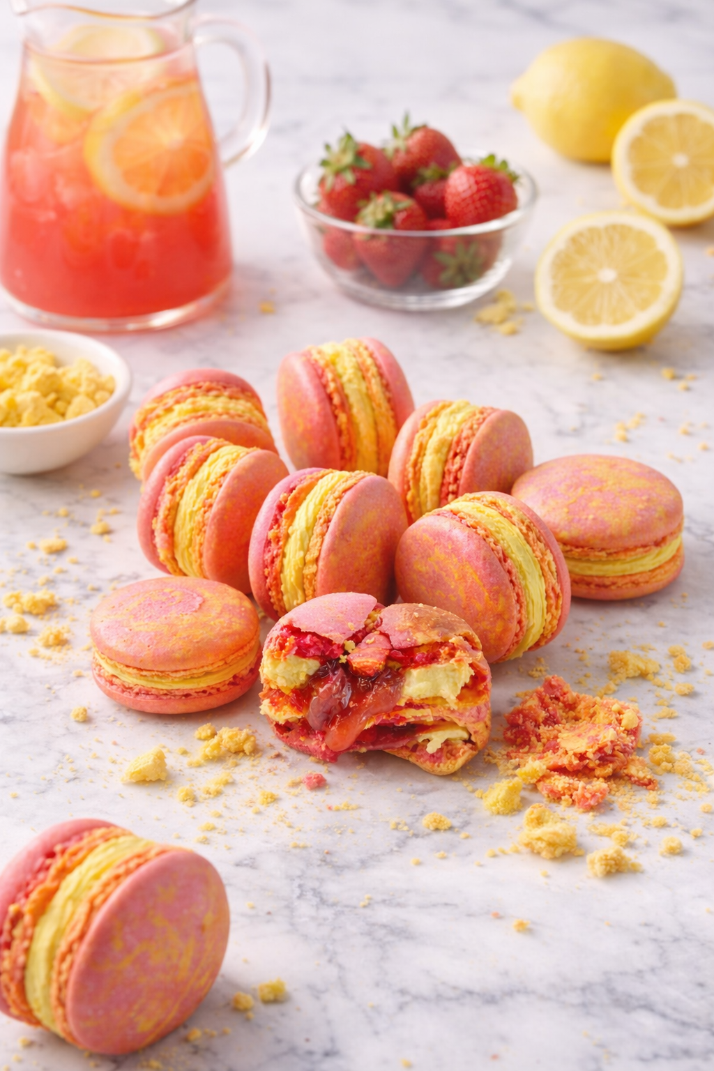 Strawberry Lemonade Macarons
