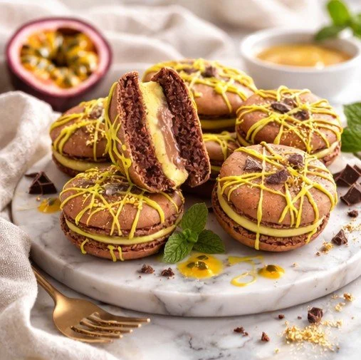 Passionfruit Chocolate Macarons