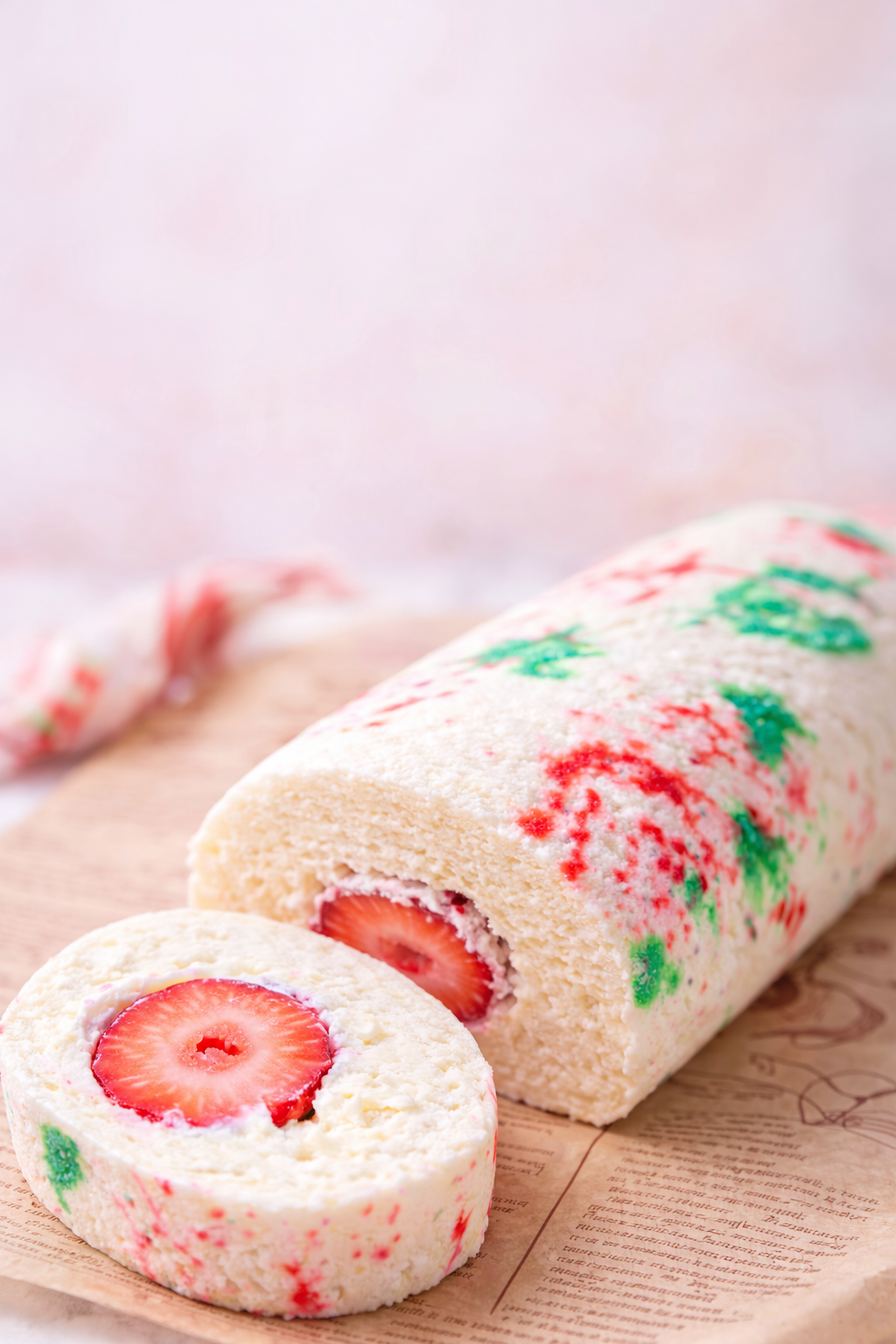Strawberry Rose Swiss Roll