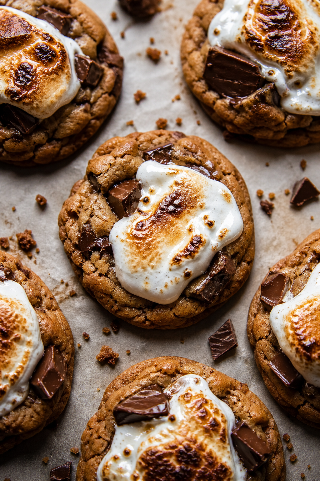 Chocolate Chip Brown Butter Piped Marshmallow Cookies
