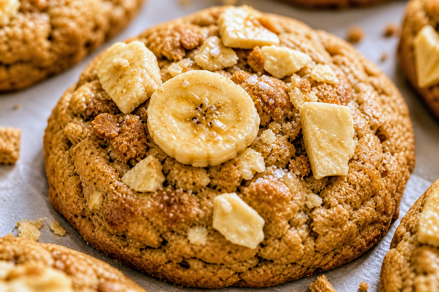 Banana Pie Cookies with Graham, Brown Butter &amp; Caramelized White Chocolate