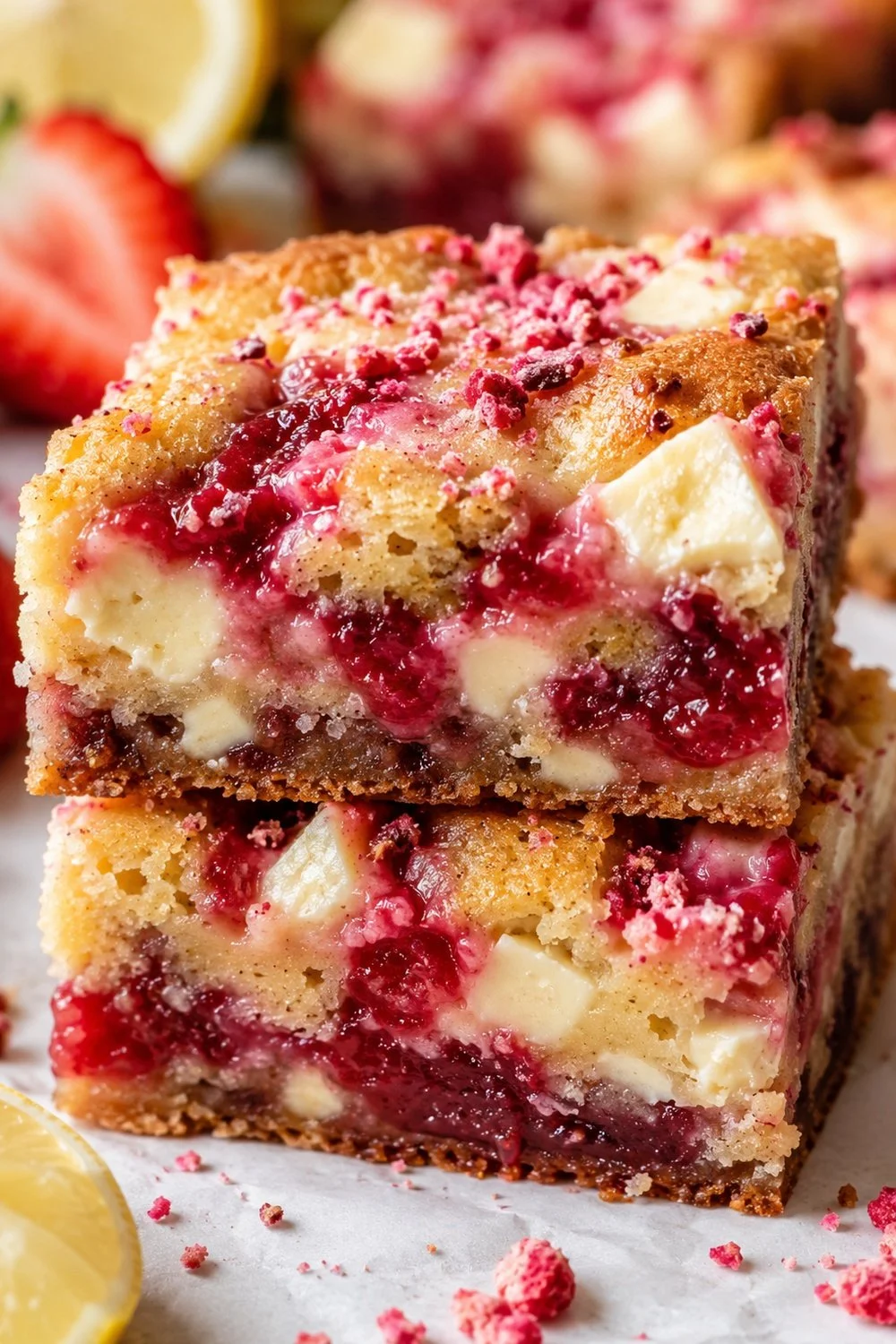 Lemon Strawberry Brookies