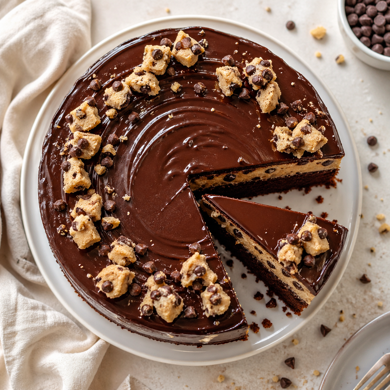 Cookie Dough Chocolate Cake with Edible Cookie Dough &amp; Ganache