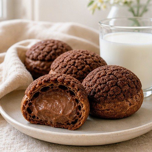 Chocolate Choux With Cocoa Craquelin