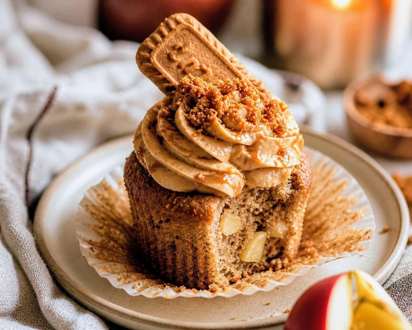 Apple Brown Butter Biscoff Cupcakes