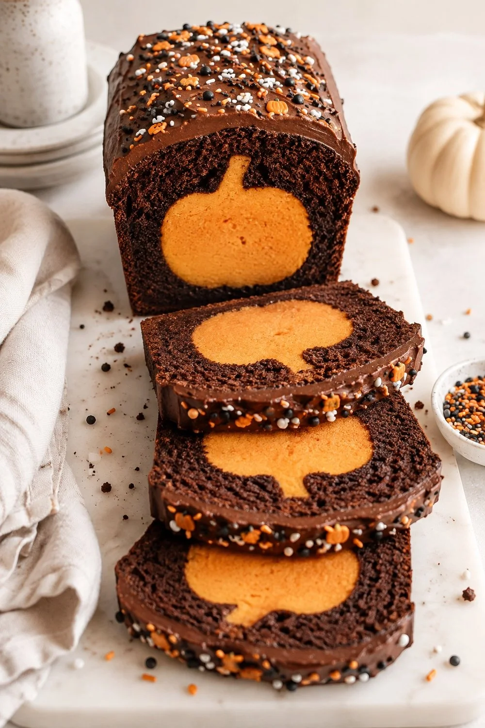 Easy Halloween Hidden Shapes Chocolate Cake