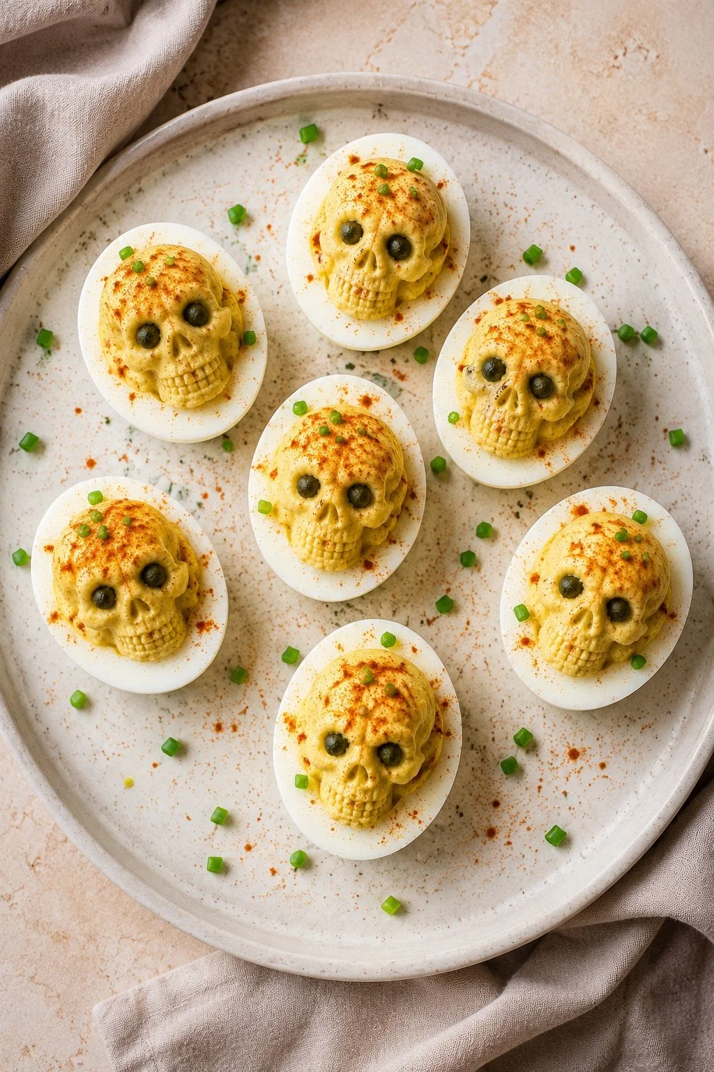 Halloween Skull Deviled Eggs — Easy Spooky Party Appetizer