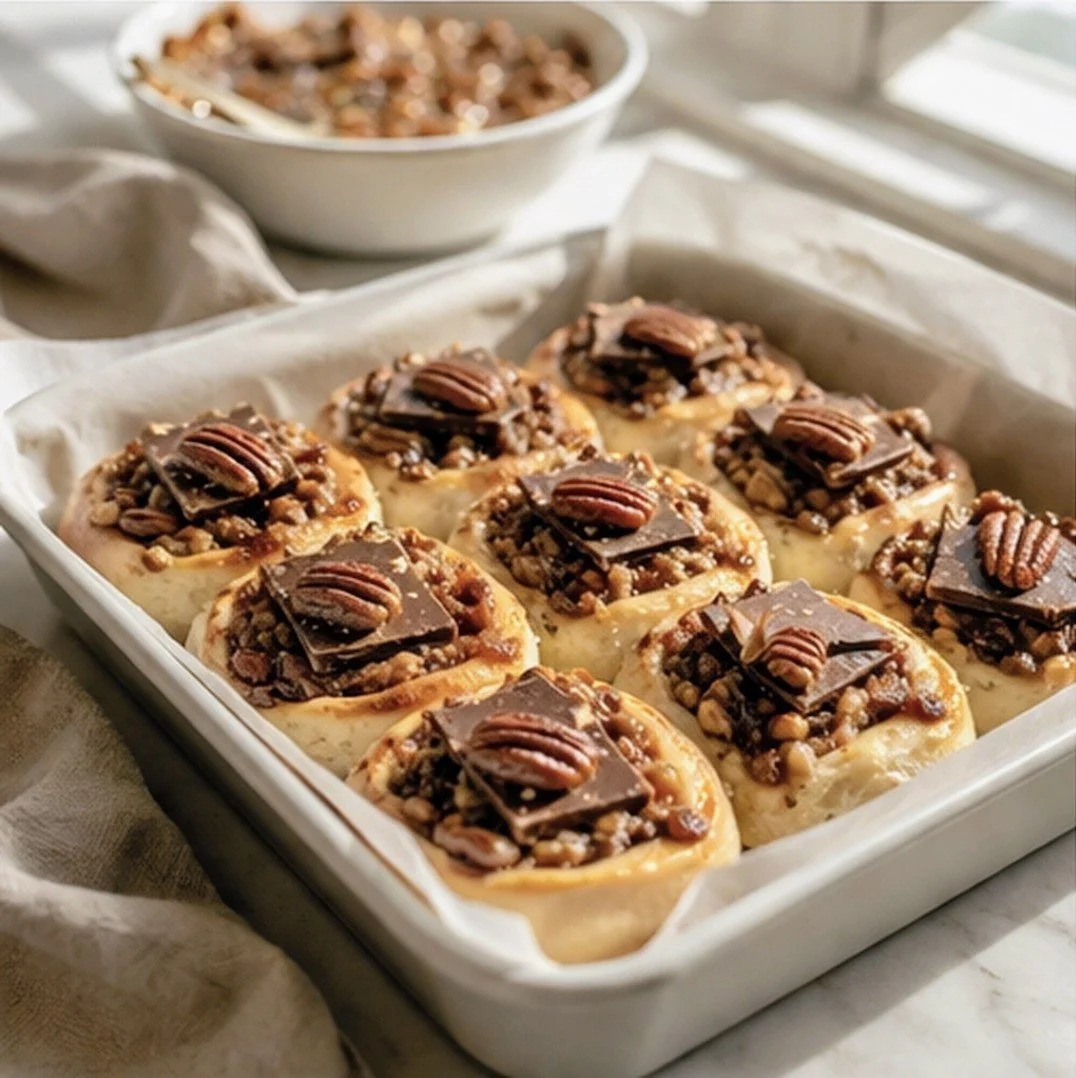 gourmet chocolate pecan bark cinnamon rolls.jpg