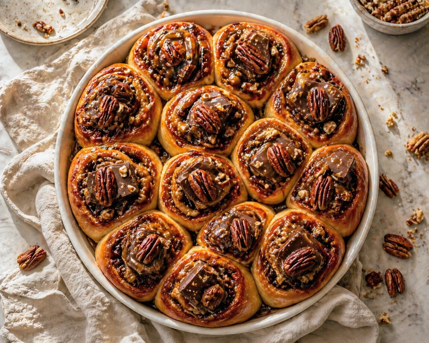 pecan pie brioche rolls with dark chocolate bark filling.jpg