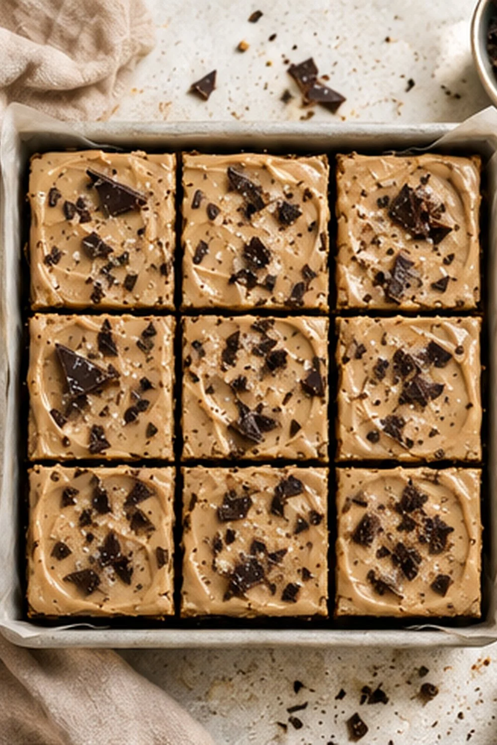 Salted Espresso White Chocolate Brownies With Dark Chocolate Shards