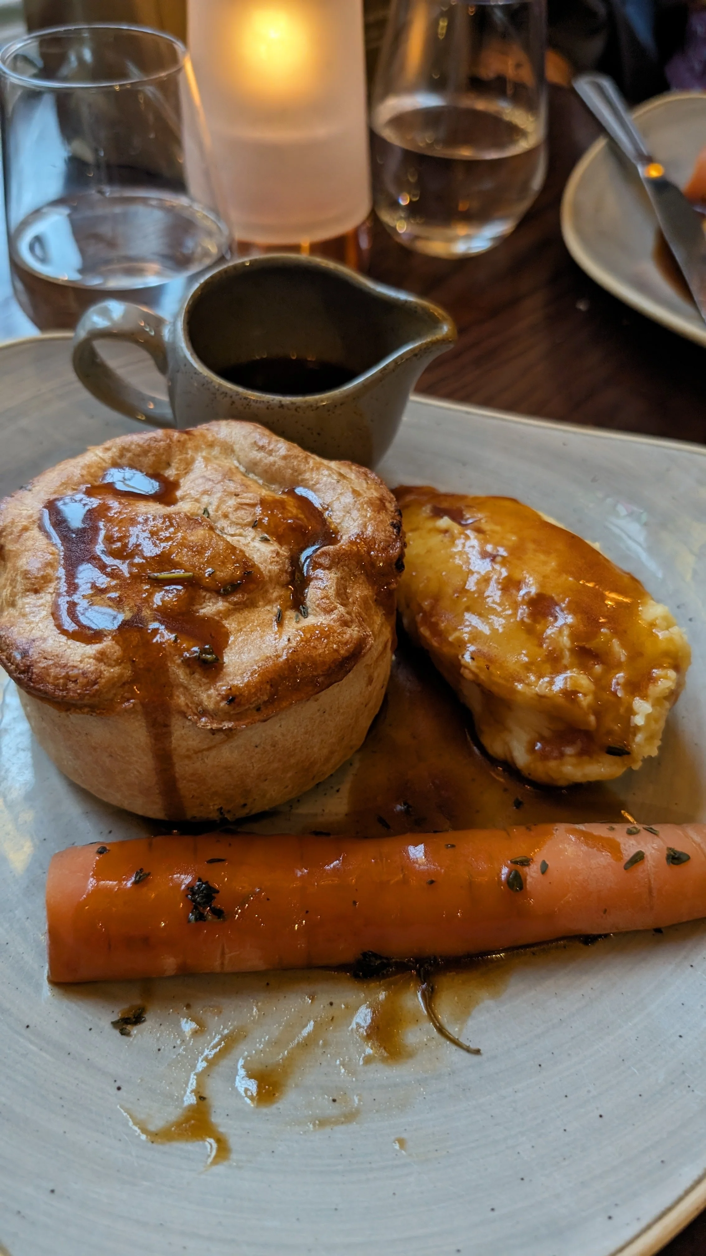 A tasty Steak and Carrot Pie from the Wellington-- a perfect pre-show dinner