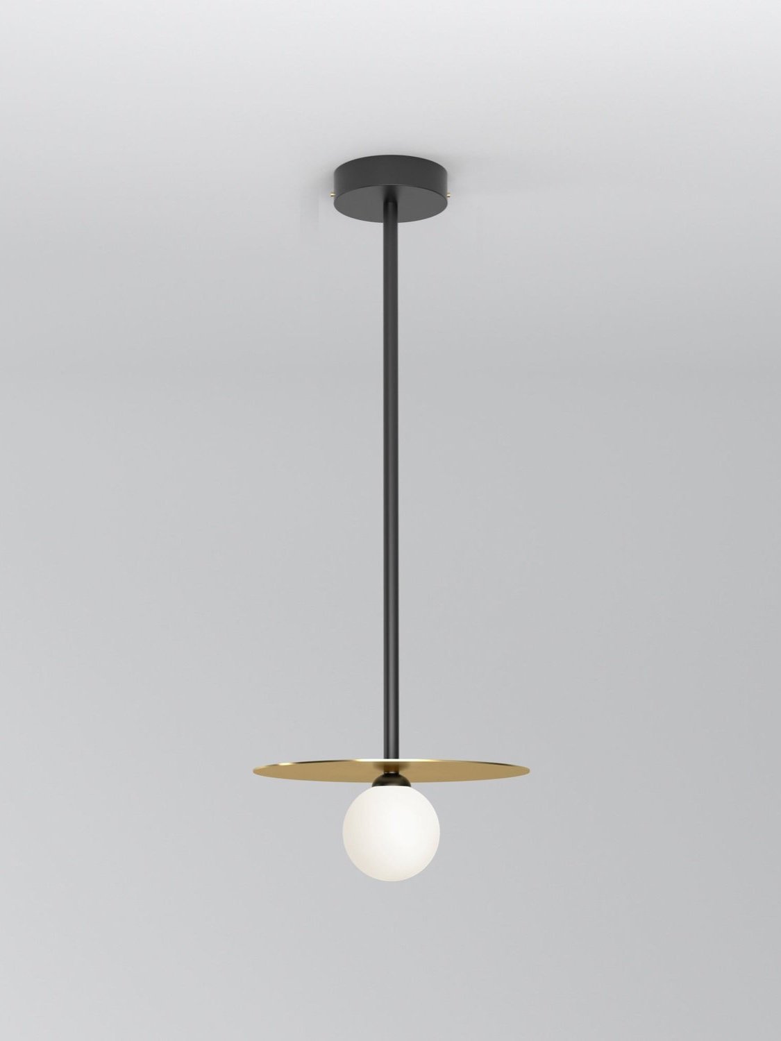 DISC AND SPHERE PENDANT LIGHT / HORIZONTAL /  FABRIC CABLE / PILL BOX 38mm ATTACHMENT 