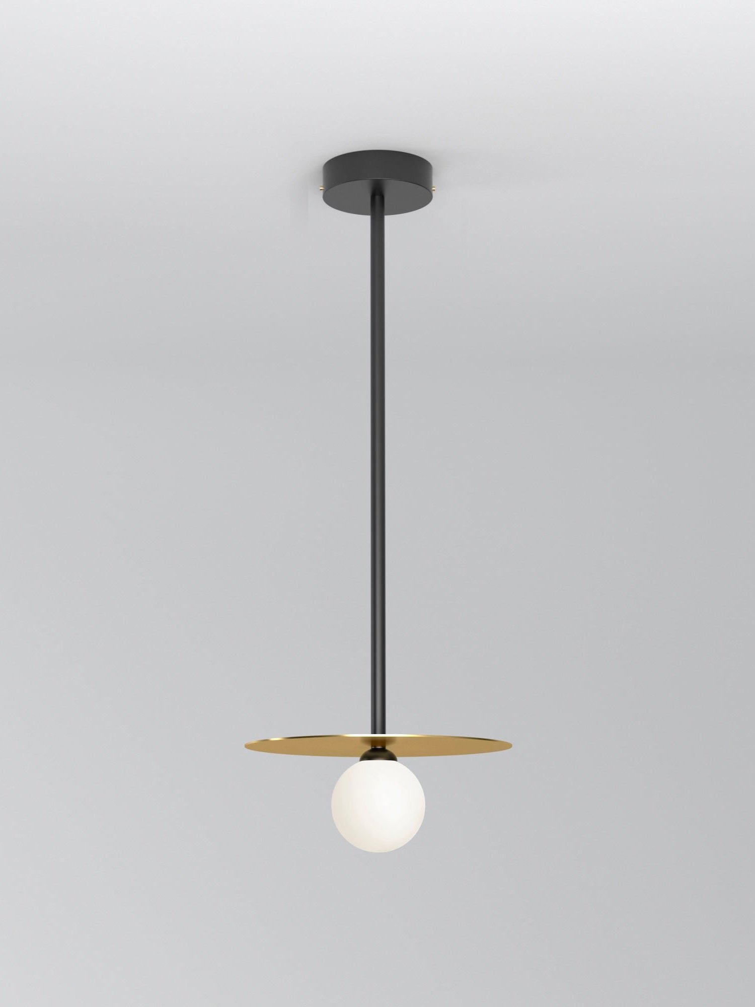 DISC AND SPHERE PENDANT LIGHT / HORIZONTAL / METAL TUBE / PILL BOX 27mm ATTACHMENT 