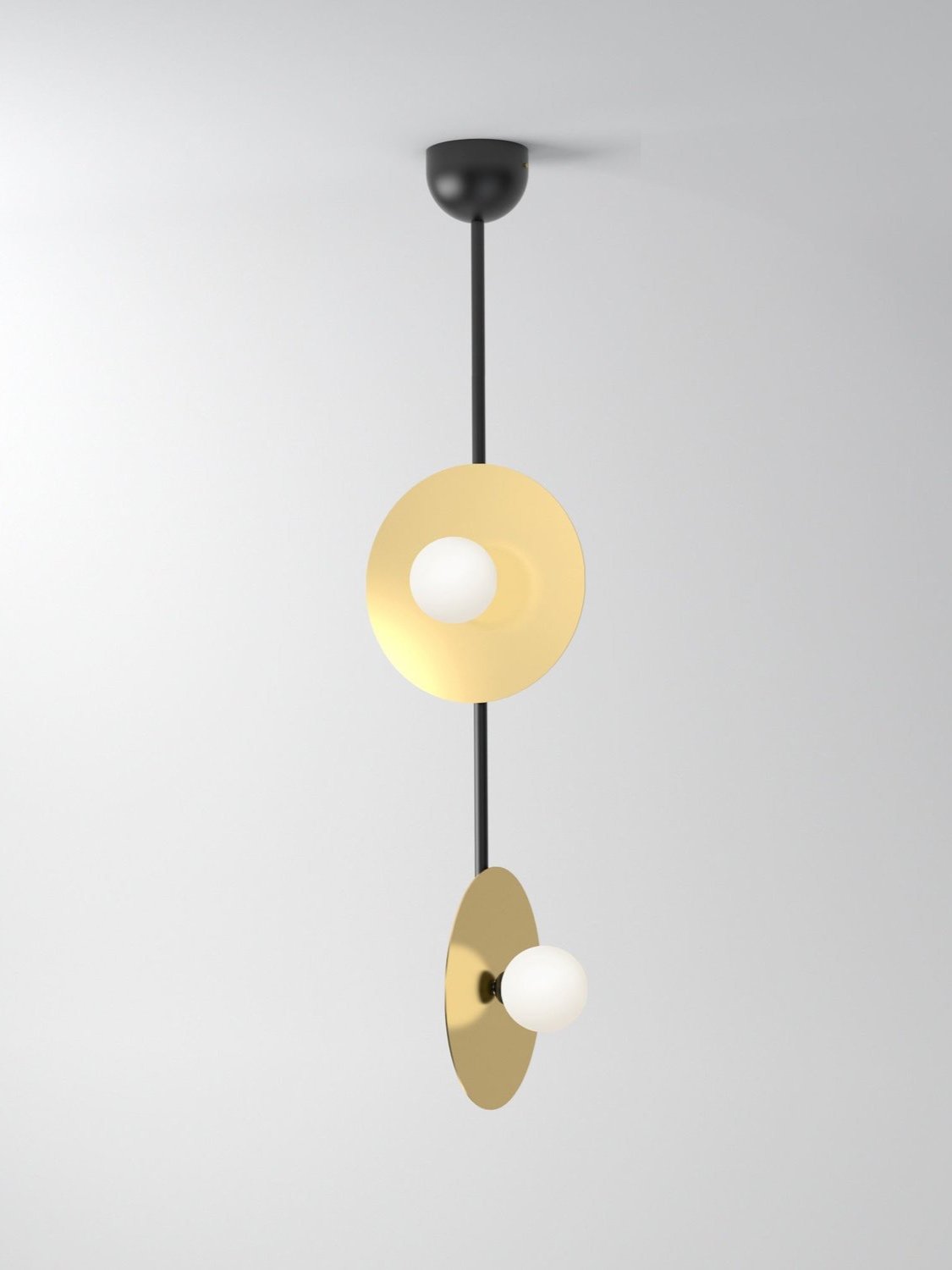 DISC AND SPHERE PENDANT LIGHT / VERTICAL - 2 DISC / DOME ATTACHMENT 