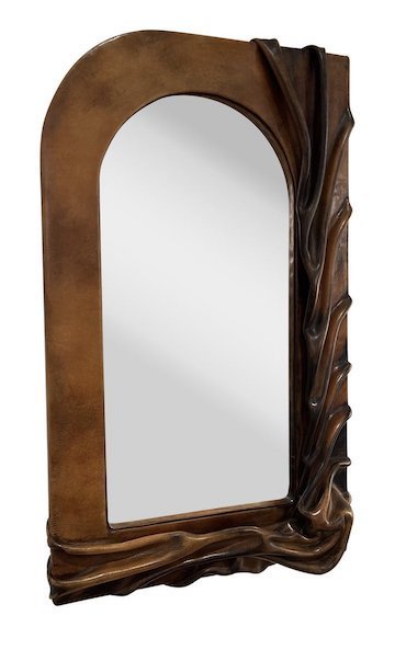 VINTAGE LEATHER SCULPTED MIRROR BY CKS COLLECTED