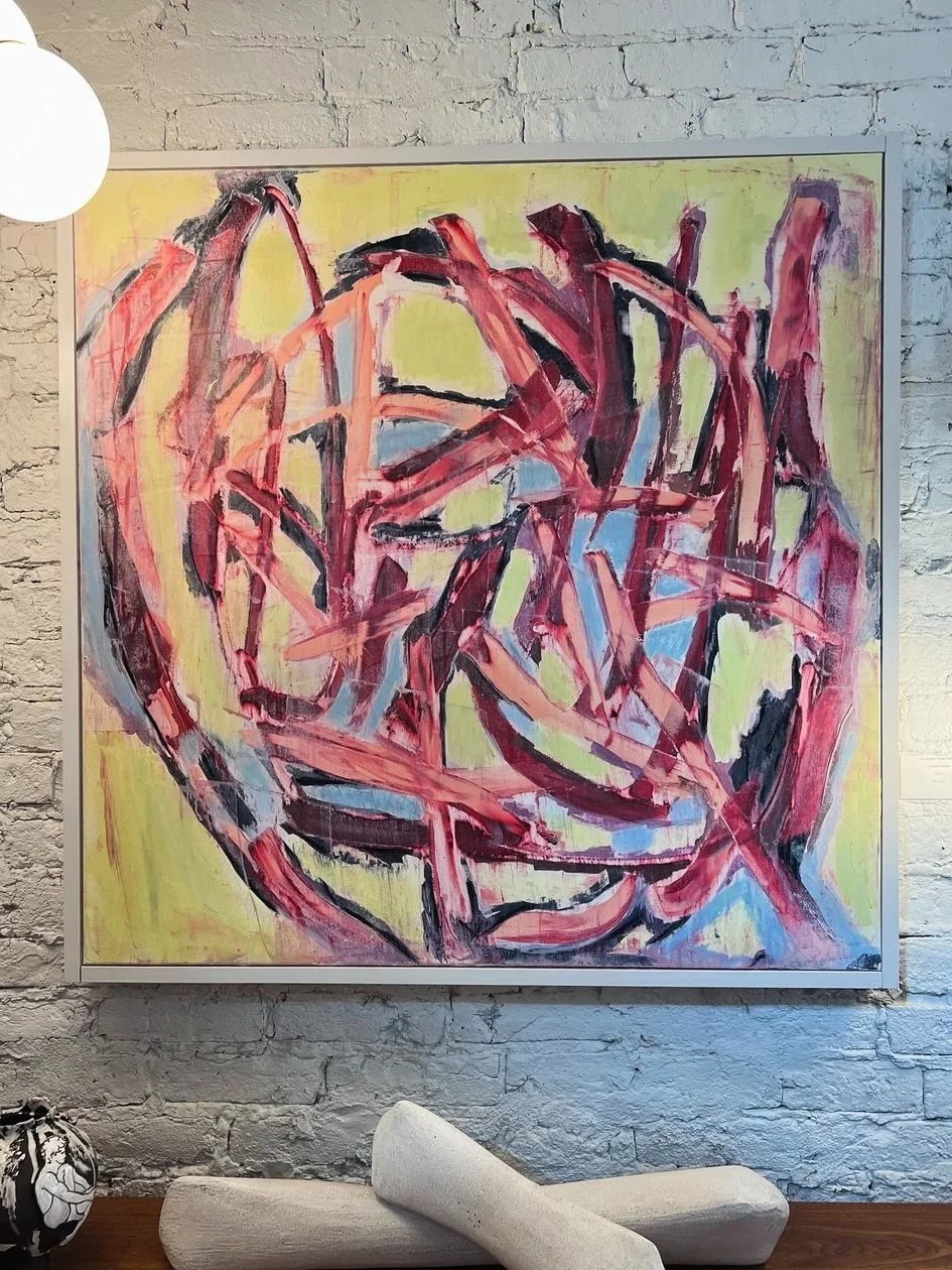 HEARTSTRINGS | 38" X 38" | ACRYLIC ON CANVAS, WHITE WOOD FRAME | $5000