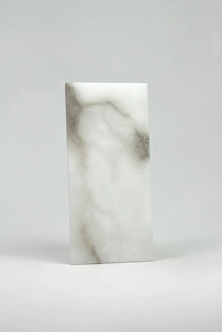 WHITE ALABASTER WITH BROWN VEINS