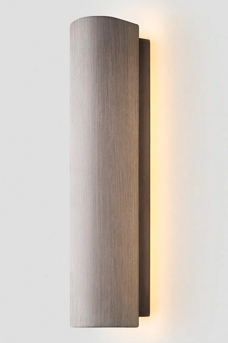 12:40 BACKWARD FACING WALL SCONCE - BRONZE / PALE VENEER