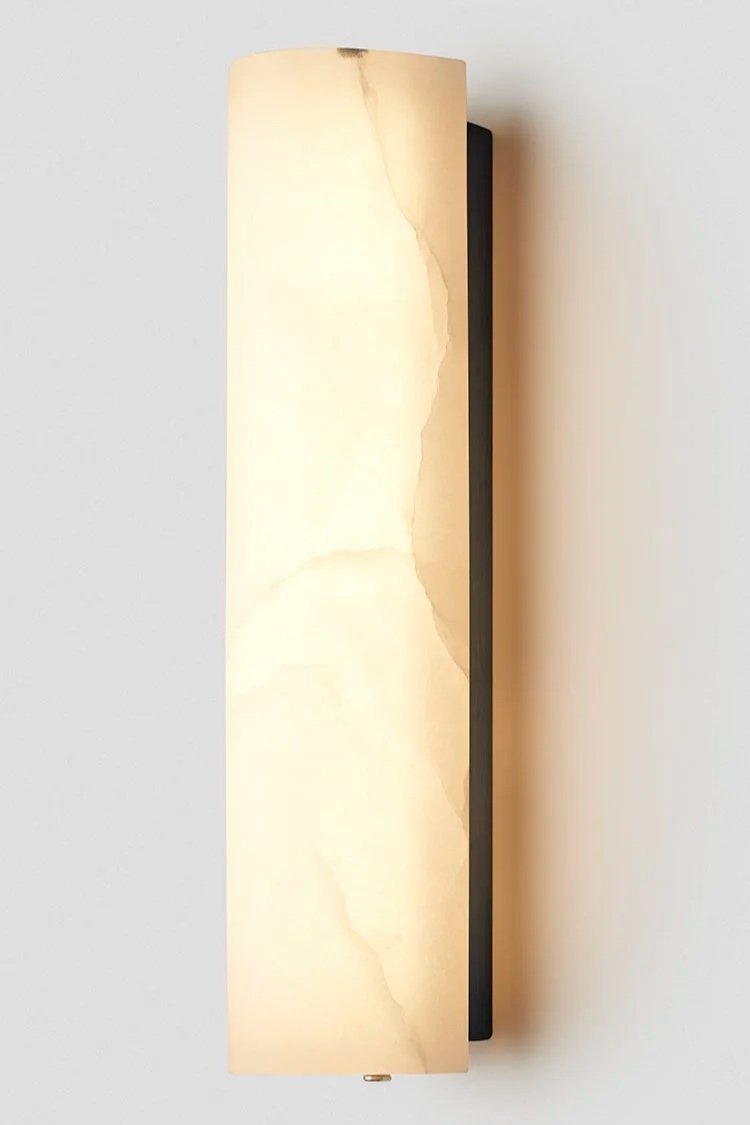 12:40 FORWARD FACING WALL SCONCE - BLACK ELECTROPLATE / ALABASTER