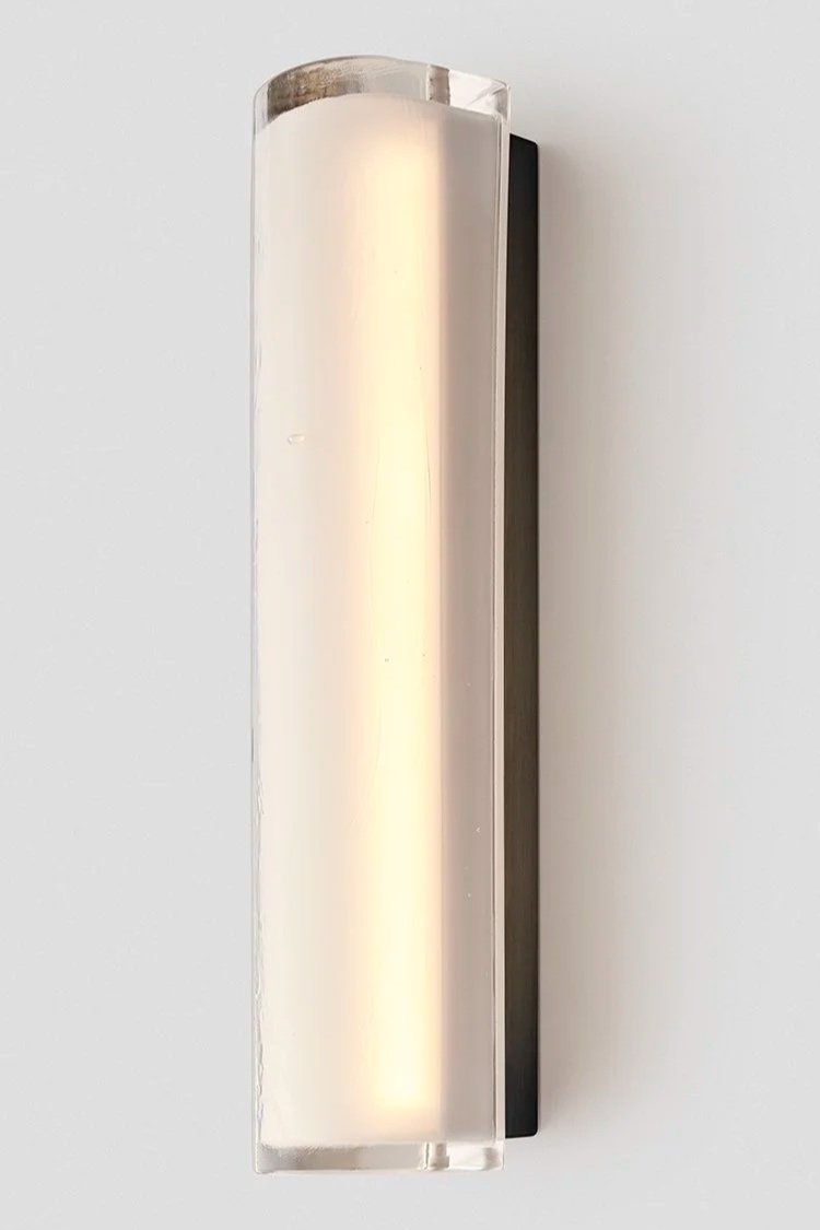 12:40 FORWARD FACING WALL SCONCE - BLACK ELECTROPLATE / CAST GLASS