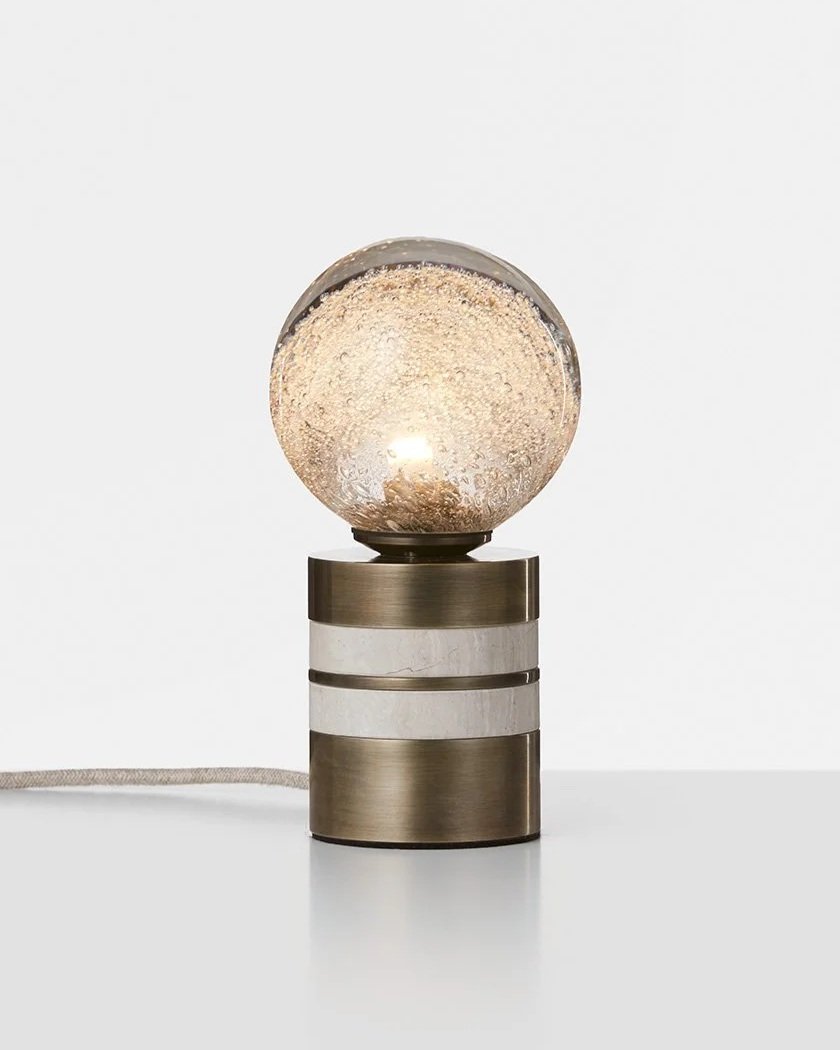 FIZI TALL TABLE LAMP - BRONZE / TRAVERTINE