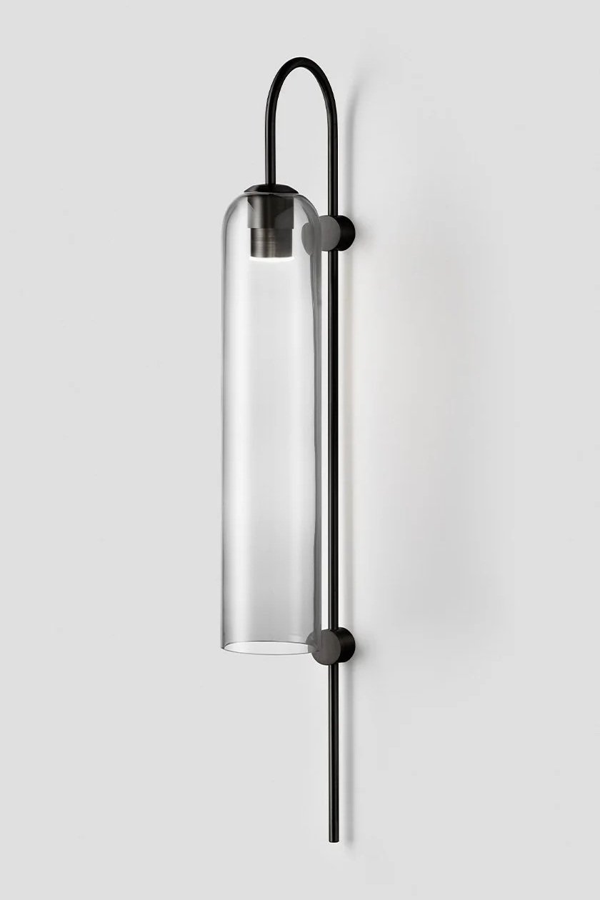 FLOAT GLIDE WALL SCONCE - BLACK ELECTROPLATE / CLEAR