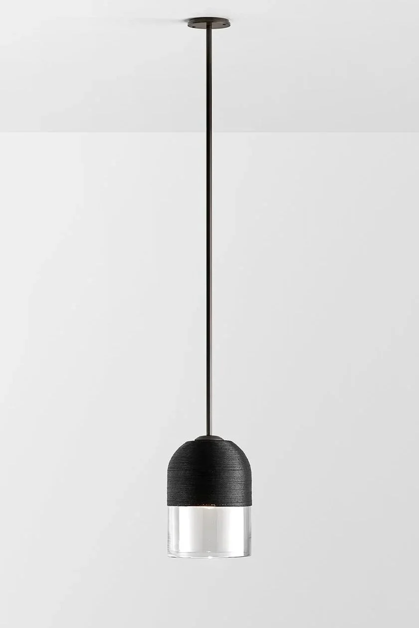 INDI SINGLE LARGE PENDANT - BRONZE / CLEAR / BLACK WEAVE