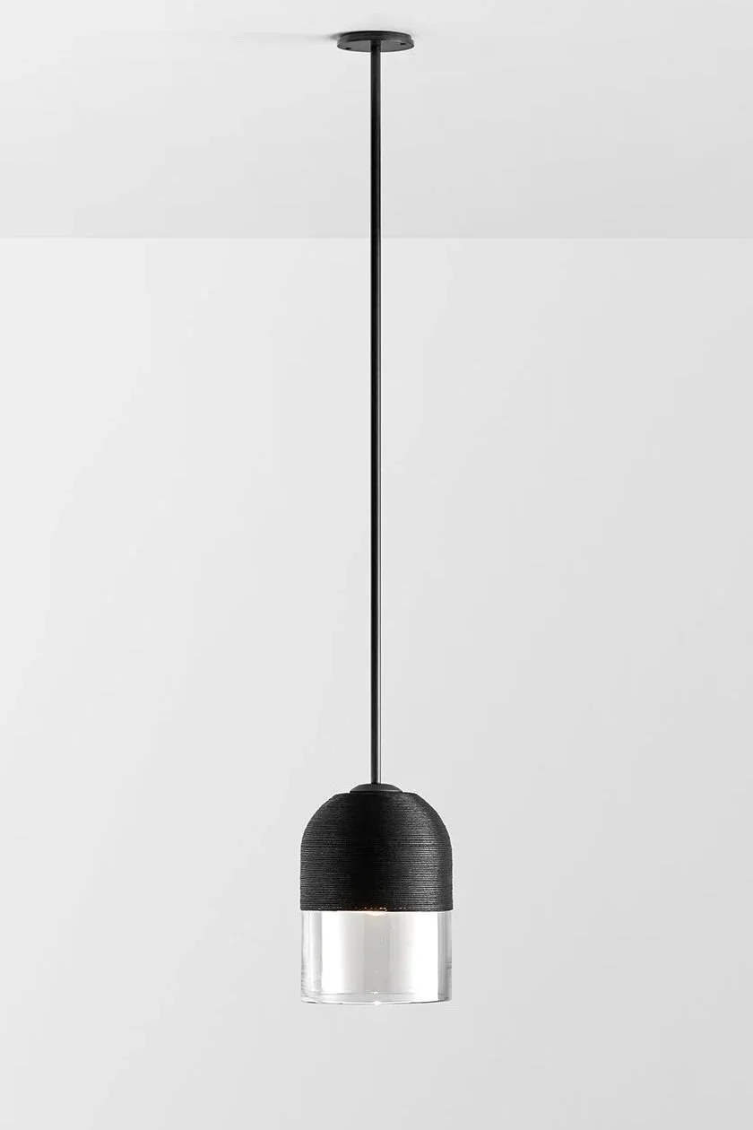INDI SINGLE LARGE PENDANT - BLACK ELECTROPLATE / CLEAR / BLACK WEAVE