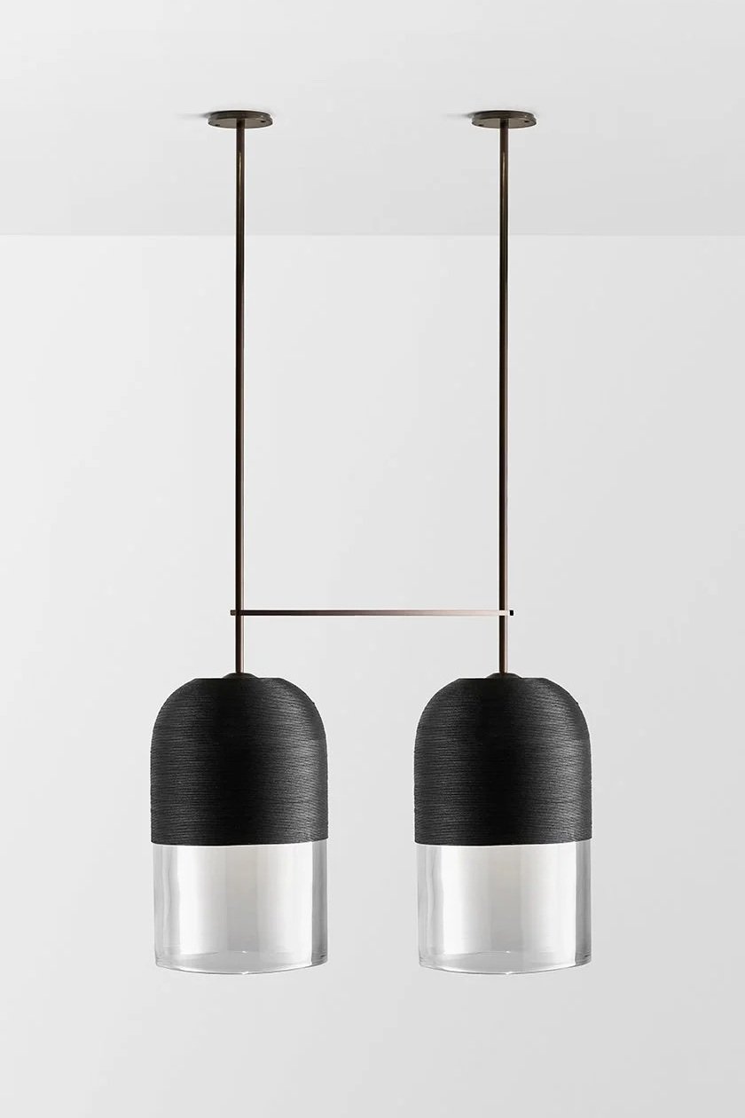 INDI DOUBLE EXTRA LARGE PENDANT - BRONZE / CLEAR / BLACK WEAVE