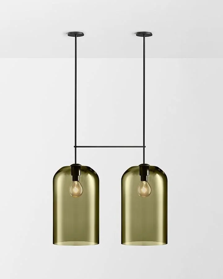 LUMI EXTRA LARGE DOUBLE PENDANT - BLACK ELECTROPLATE / SMOKE