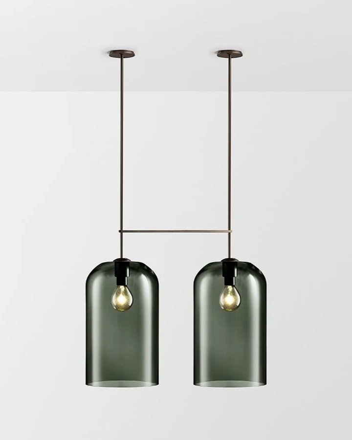LUMI EXTRA LARGE DOUBLE PENDANT - BRONZE / GREY