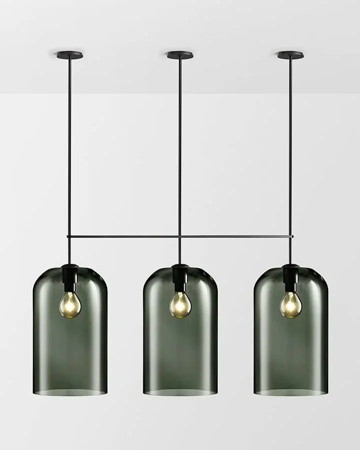 LUMI EXTRA LARGE TRIPLE PENDANT - BLACK ELECTROPLATE / GREY