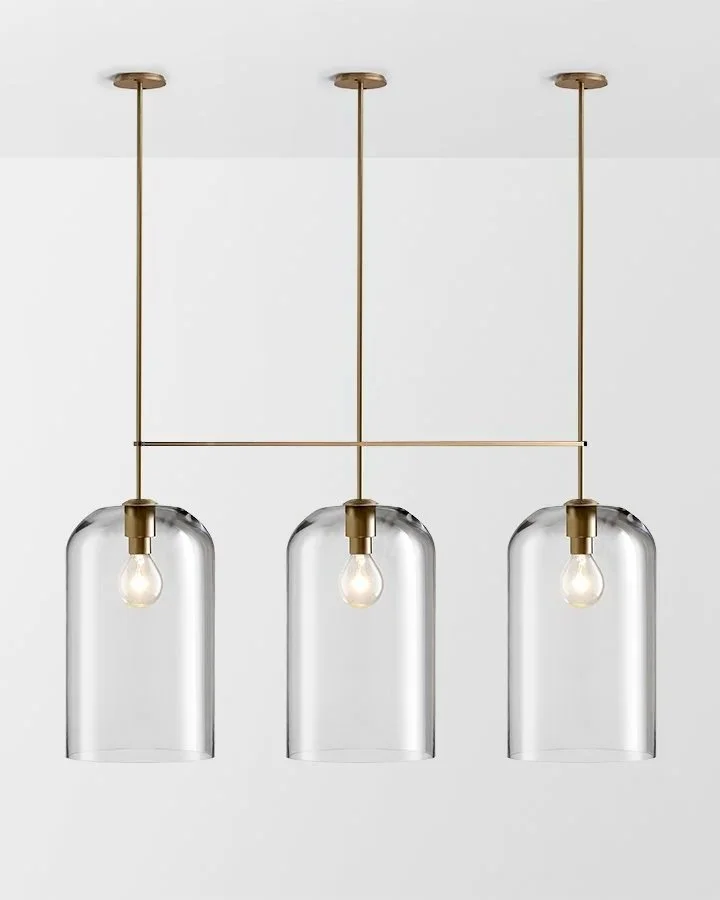 LUMI EXTRA LARGE TRIPLE PENDANT - BRASS / CLEAR