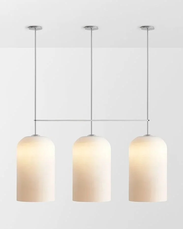 LUMI EXTRA LARGE TRIPLE PENDANT - SATIN NICKEL / SNOW