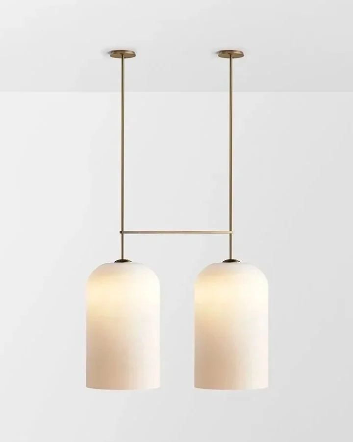 LUMI EXTRA LARGE DOUBLE PENDANT - BRASS / SNOW