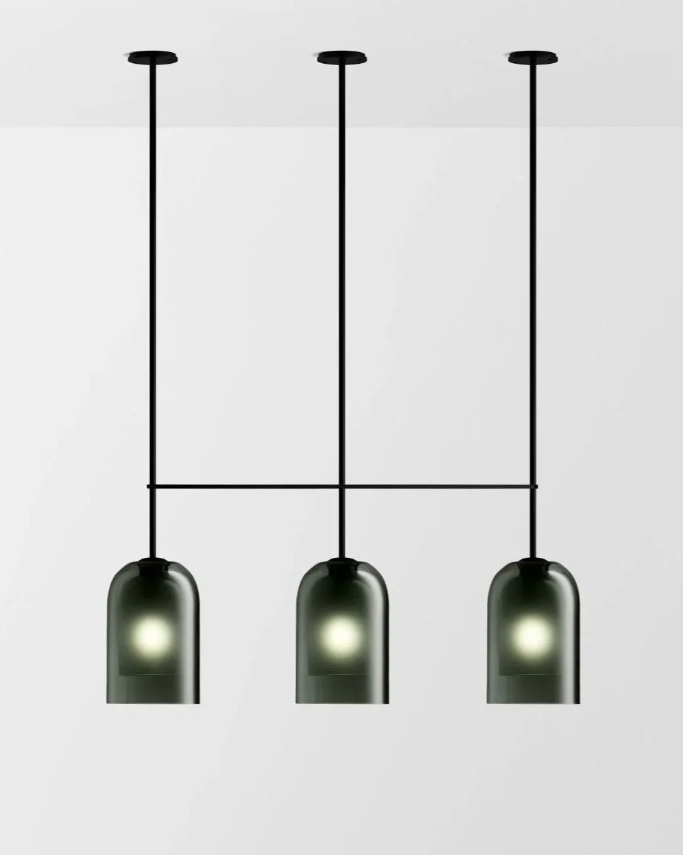 LUMI LARGE TRIPLE PENDANT - BLACK ELECTROPLATE / GREY + GREY FROST