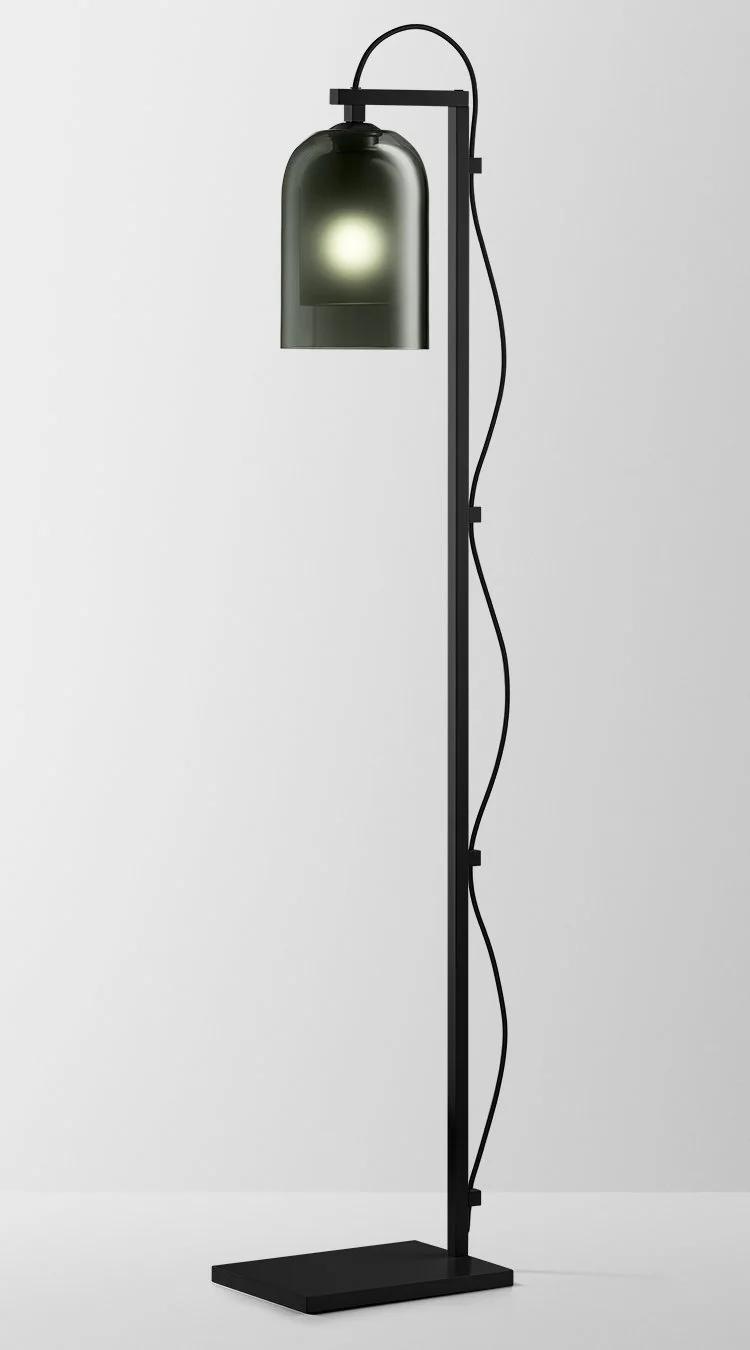 LUMI FLOOR LAMP - BLACK POWDER COAT / GREY + FROSTED GREY