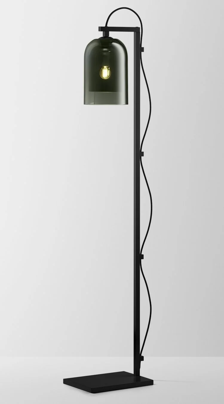 LUMI FLOOR LAMP - BLACK POWDER COAT / GREY + GREY