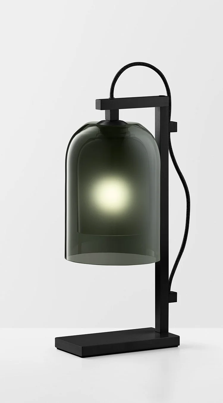 LUMI TABLE LAMP - BLACK POWDER COAT / GREY + FROSTED GREY
