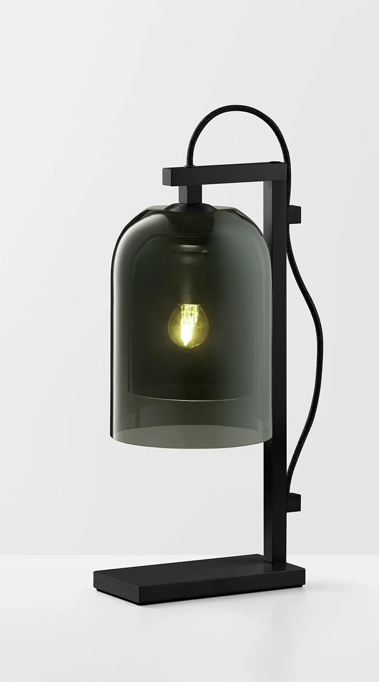 LUMI TABLE LAMP - BLACK POWDER COAT / GREY + GREY