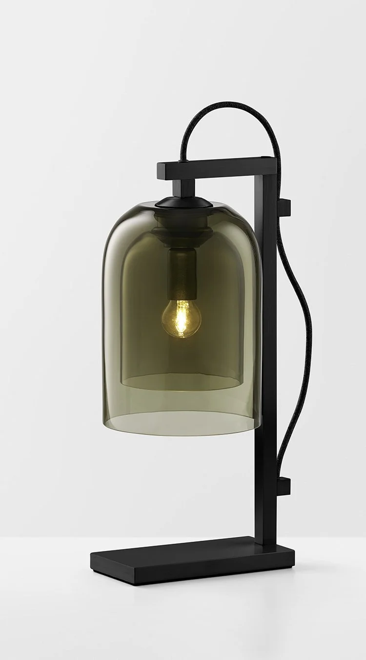 LUMI TABLE LAMP - BLACK POWDER COAT / SMOKE + SMOKE