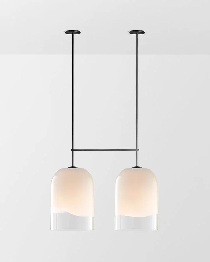 MONI EXTRA LARGE DOUBLE PENDANT - BLACK ELECTROPLATE / CLEAR + WHITE