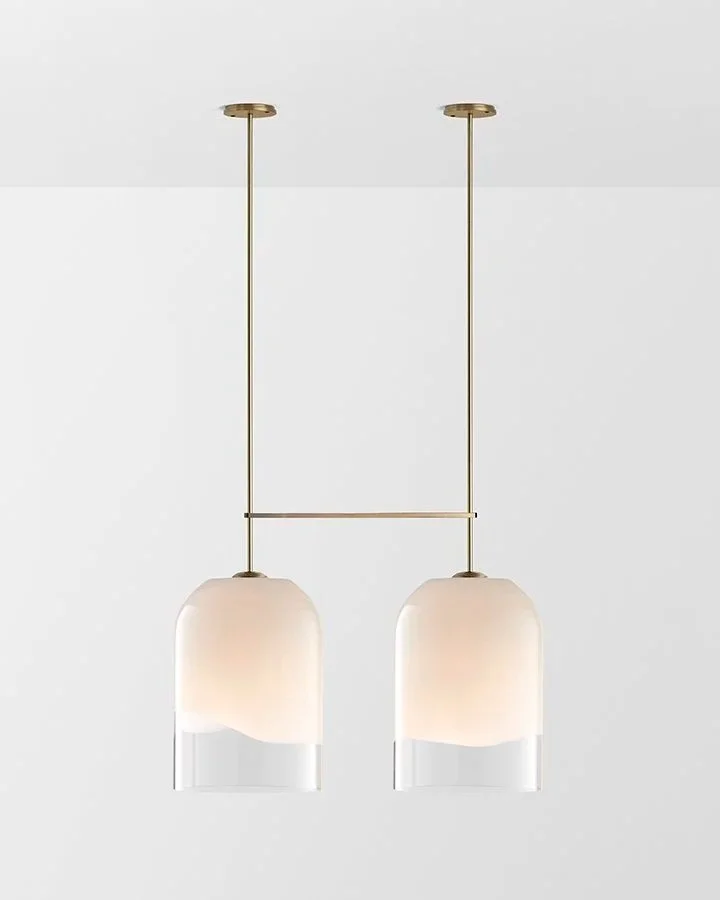 MONI EXTRA LARGE DOUBLE PENDANT - BRASS / CLEAR + WHITE