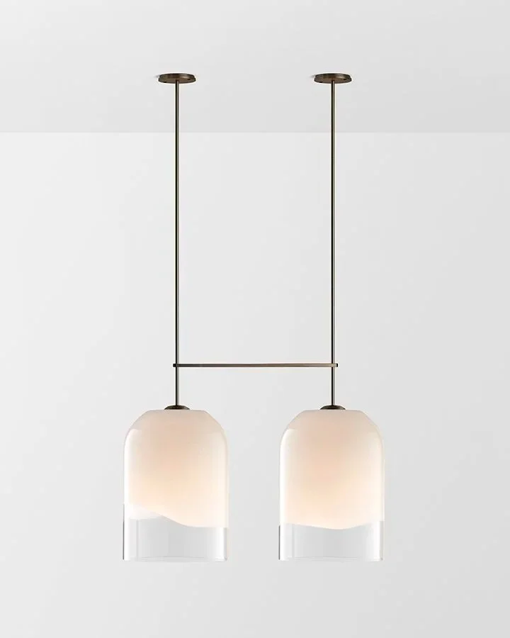 MONI EXTRA LARGE DOUBLE PENDANT - BRONZE / CLEAR + WHITE