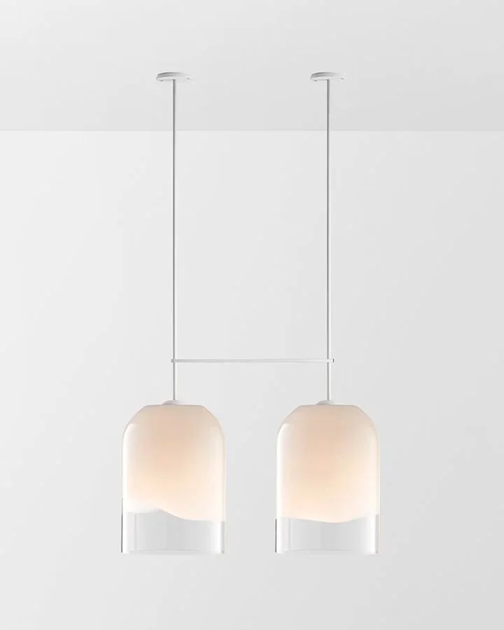 MONI EXTRA LARGE DOUBLE PENDANT - WHITE POWDER COAT / CLEAR + WHITE