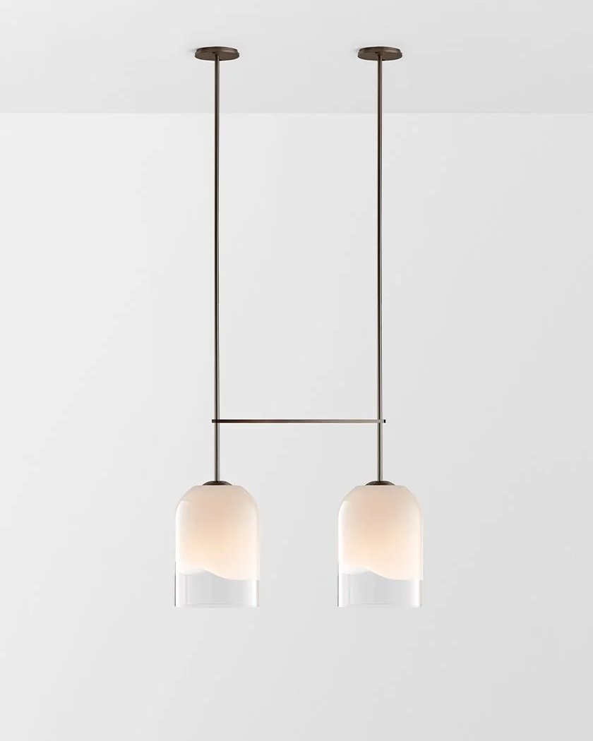 MONI LARGE DOUBLE PENDANT - BRONZE / CLEAR + WHITE