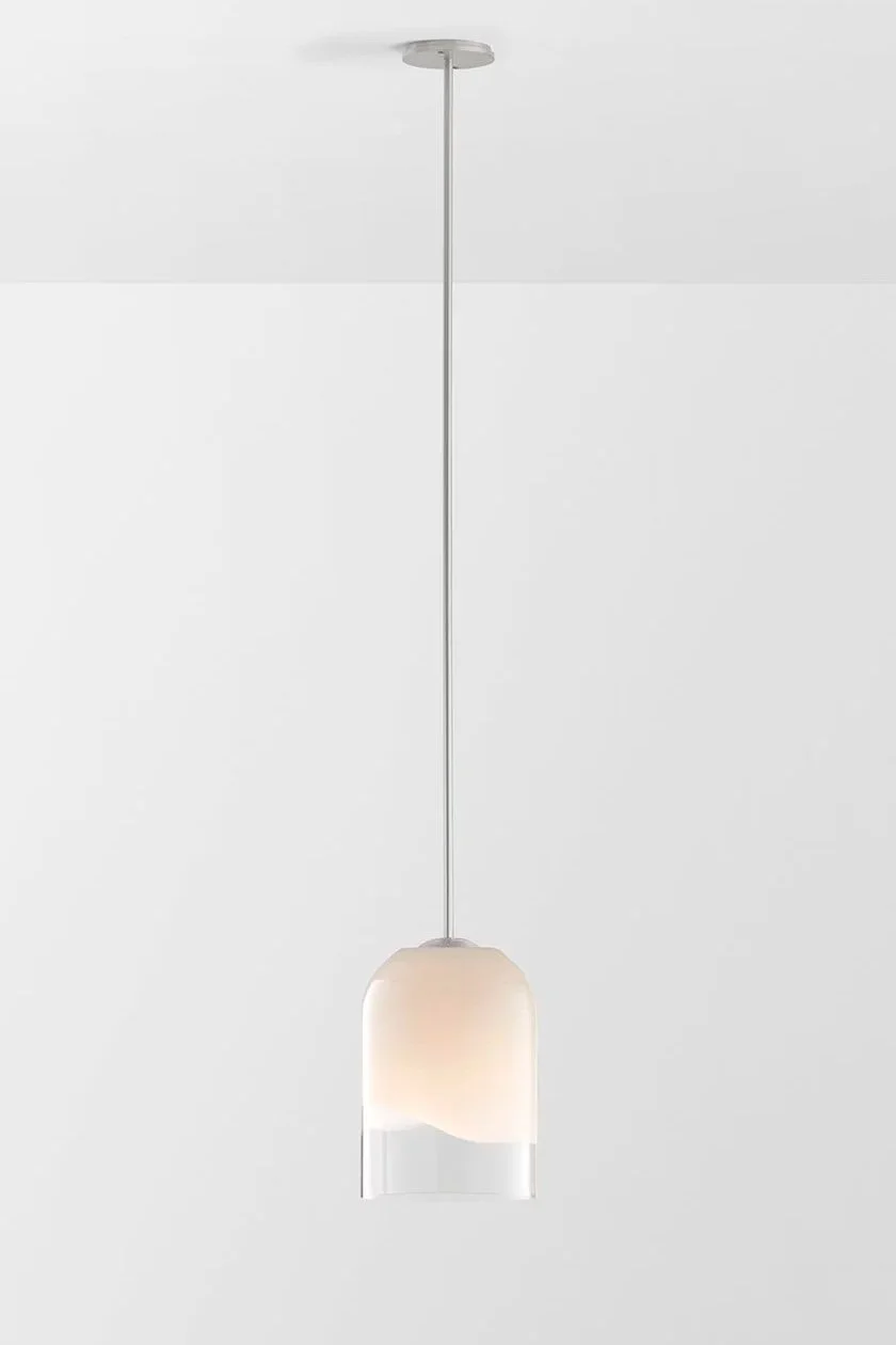MONI LARGE SINGLE PENDANT - SATIN NICKEL / CLEAR + WHITE