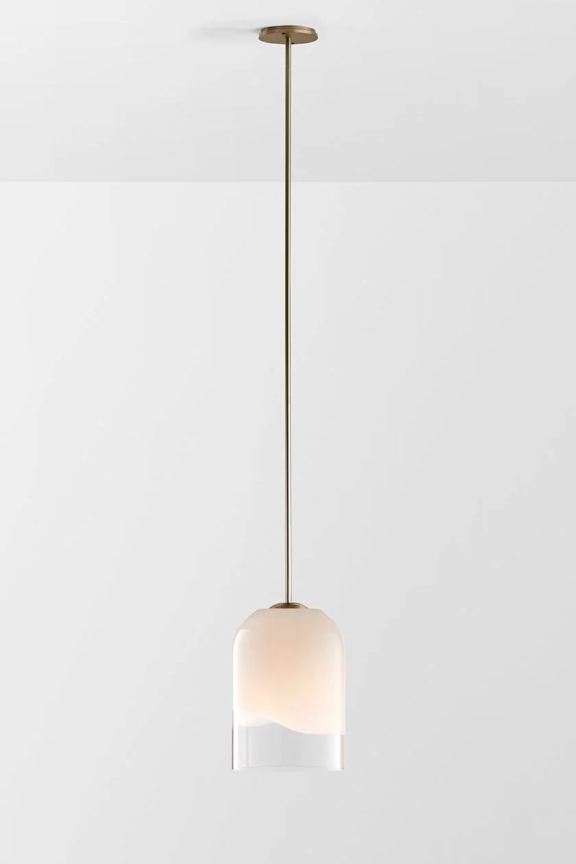 MONI LARGE SINGLE PENDANT - BRASS / CLEAR + WHITE