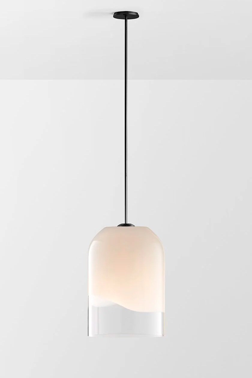MONI EXTRA LARGE SINGLE PENDANT - BLACK ELECTROPLATE / CLEAR + WHITE
