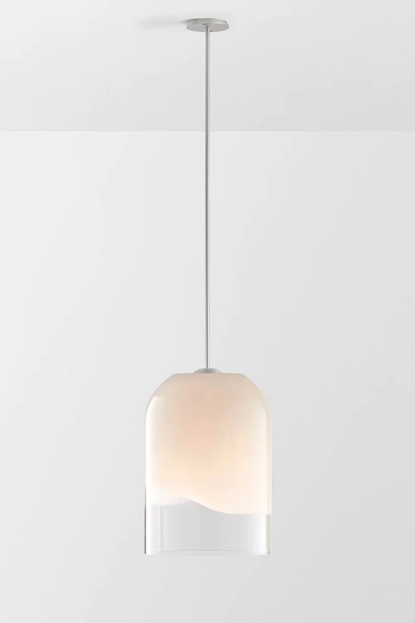 MONI EXTRA LARGE SINGLE PENDANT - SATIN NICKEL / CLEAR + WHITE